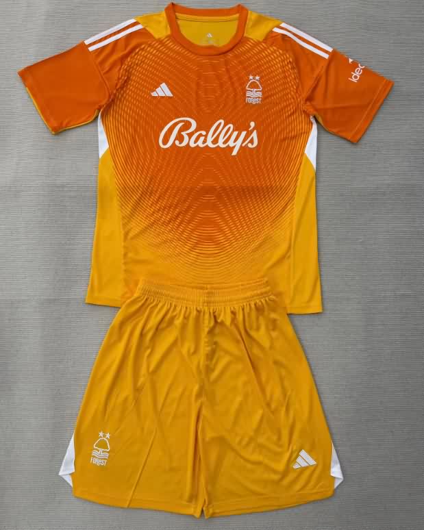 25/26 Nottingham Forest Goalkeeper Orange Kids Soccer Jersey And Shorts