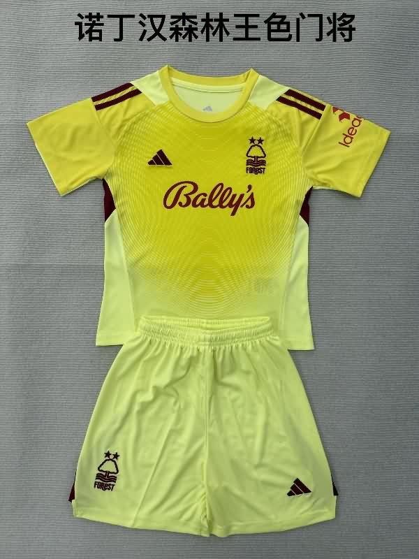 25/26 Nottingham Forest Goalkeeper Yellow Kids Soccer Jersey And Shorts