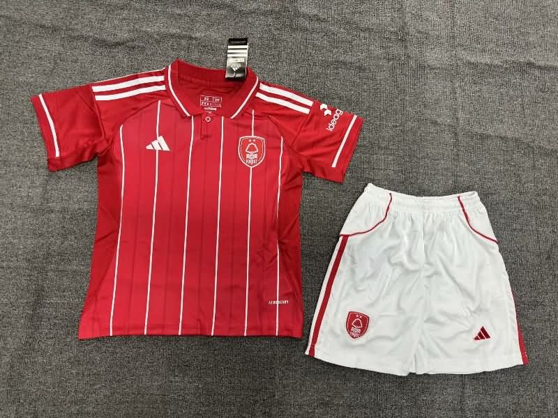 25/26 Nottingham Forest Home Kids Soccer Jersey And Shorts