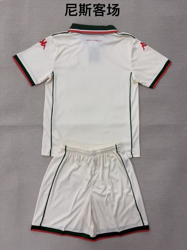 25/26 OGC Nice Away Kids Soccer Jersey And Shorts