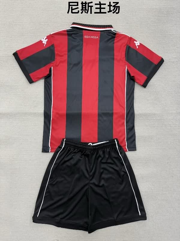 25/26 OGC Nice Home Kids Soccer Jersey And Shorts