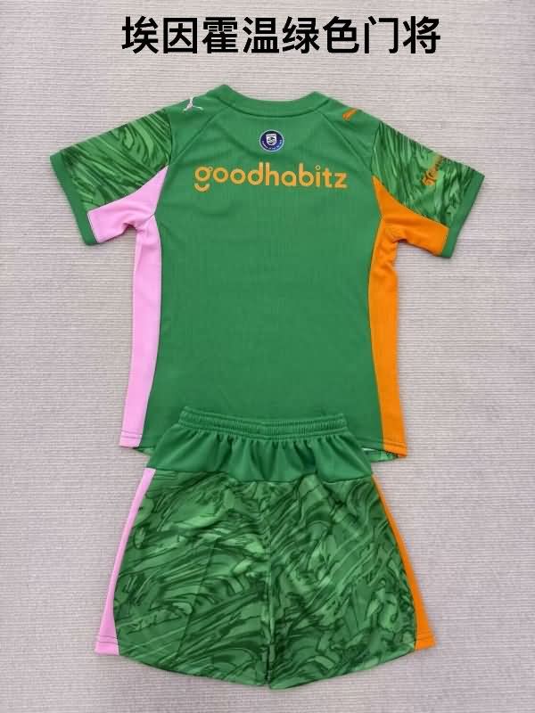 25/26 PSV Eindhoven Goalkeeper Green Kids Soccer Jersey And Shorts