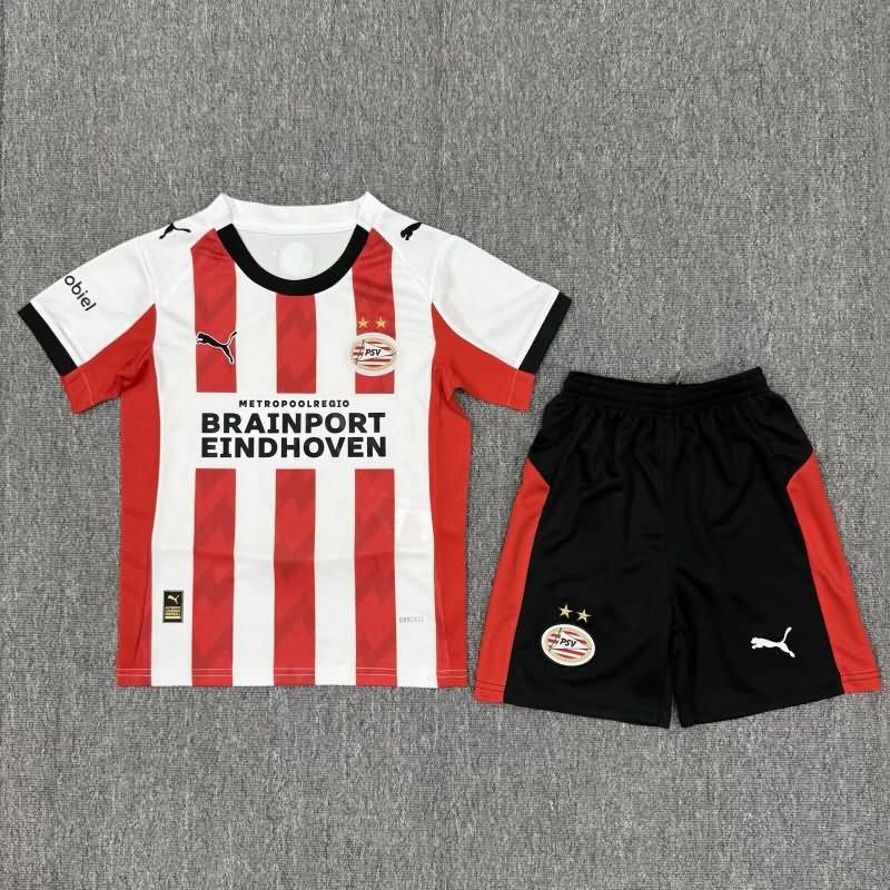 25/26 PSV Eindhoven Home Kids Soccer Jersey And Shorts