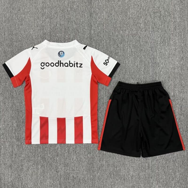 25/26 PSV Eindhoven Home Kids Soccer Jersey And Shorts