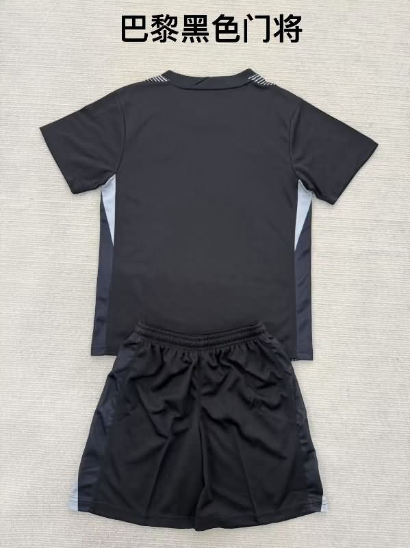 25/26 Paris St Germain Goaleeper Black Kids Soccer Jersey And Shorts