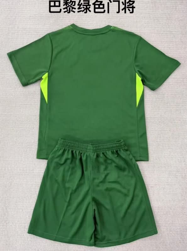 25/26 Paris St Germain Goaleeper Green Kids Soccer Jersey And Shorts