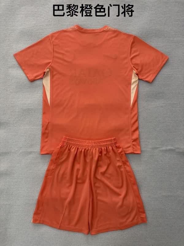 25/26 Paris St Germain Goaleeper Orange Kids Soccer Jersey And Shorts