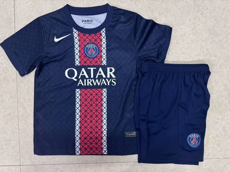 25/26 Paris St Germain Home Kids Soccer Jersey And Shorts Leaked
