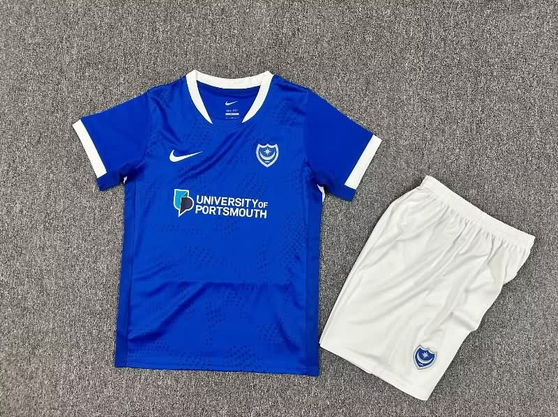 25/26 Portsmouth Home Kids Soccer Jersey And Shorts
