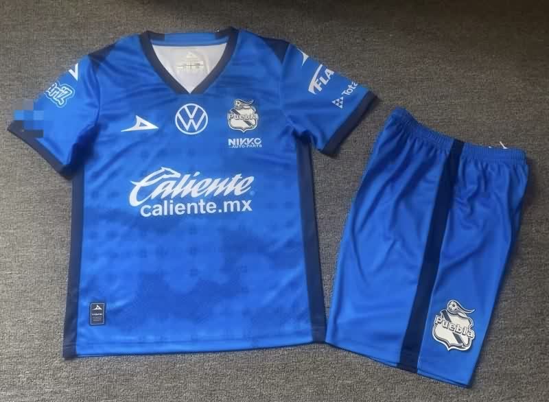 25/26 Puebla Goalkeeper Dark Blue Kids Soccer Jersey And Shorts