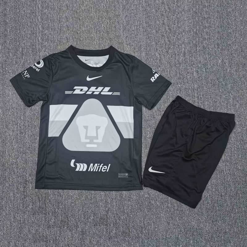25/26 Pumas UNAM Goalkeeper Black Kids Soccer Jersey And Shorts