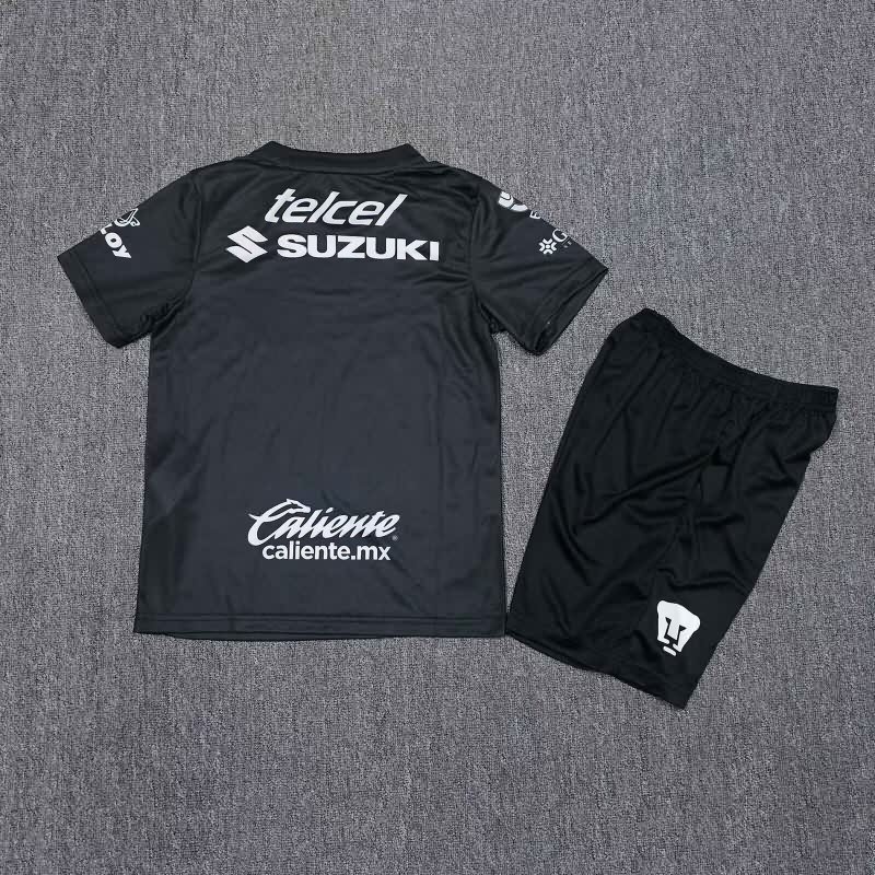 25/26 Pumas UNAM Goalkeeper Black Kids Soccer Jersey And Shorts