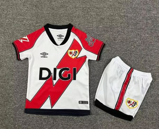 25/26 Rayo Vallecano Home Kids Soccer Jersey And Shorts