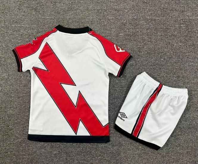 25/26 Rayo Vallecano Home Kids Soccer Jersey And Shorts