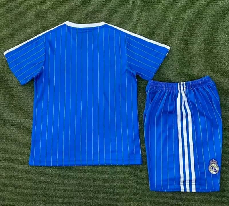 25/26 Real Madrid Blue Kids Soccer Jersey And Shorts