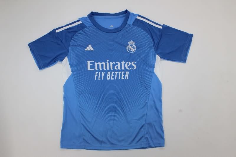 25/26 Real Madrid Goalkeeper Blue Kids Soccer Jersey And Shorts