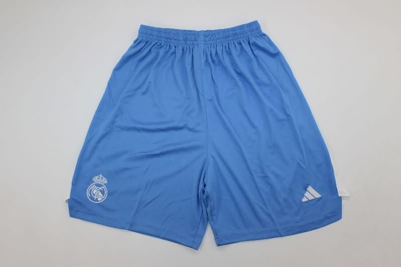 25/26 Real Madrid Goalkeeper Blue Kids Soccer Jersey And Shorts