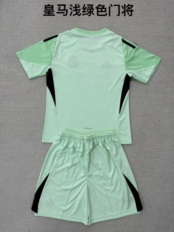 25/26 Real Madrid Goalkeeper Green Kids Soccer Jersey And Shorts