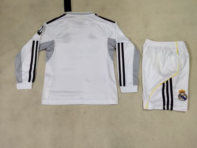 25/26 Real Madrid Home Long Sleeve Kids Soccer Jersey And Shorts