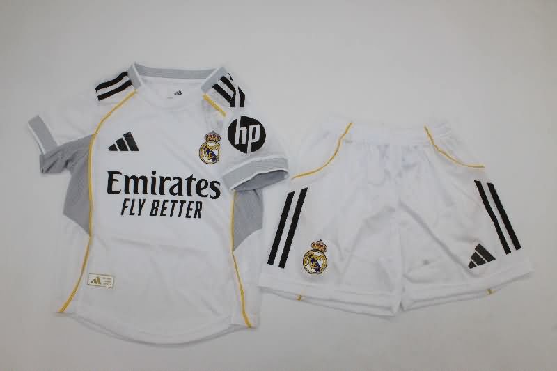 25/26 Real Madrid Home Kids Soccer Jersey And Shorts (Player)