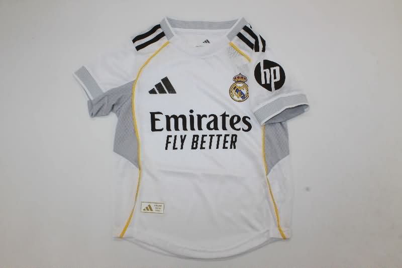 25/26 Real Madrid Home Kids Soccer Jersey And Shorts (Player)