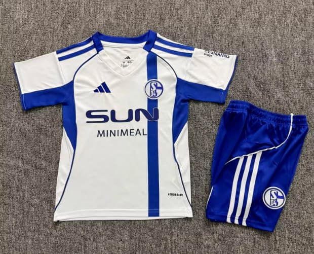25/26 Schalke 04 Away Kids Soccer Jersey And Shorts