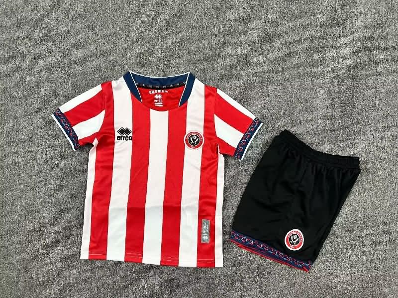25/26 Sheffield United Home Kids Soccer Jersey And Shorts