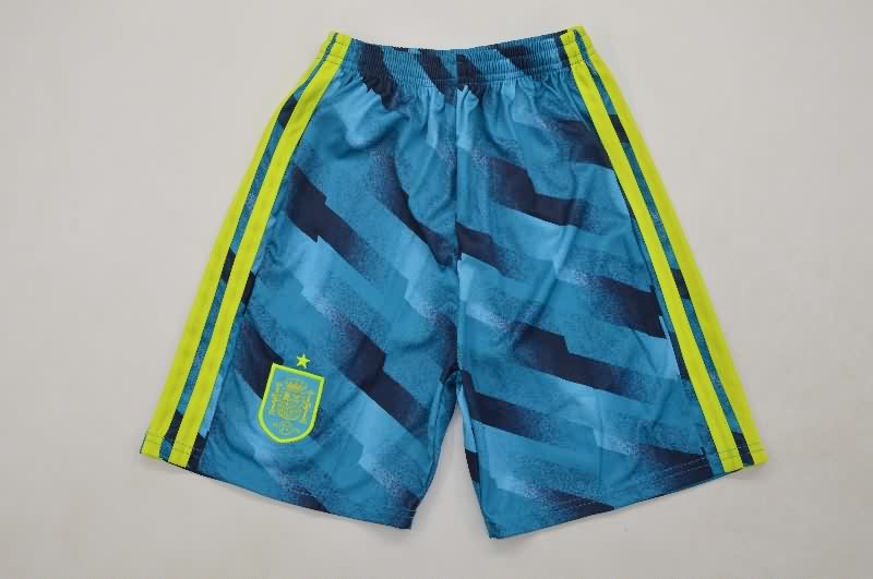 2026 Spain Goalkeeper Blue Long Sleeve Kids Soccer Jersey And Shorts