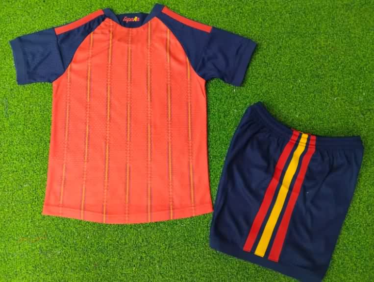 2026 Spain World Cup Home Kids Soccer Jersey And Shorts (Player)