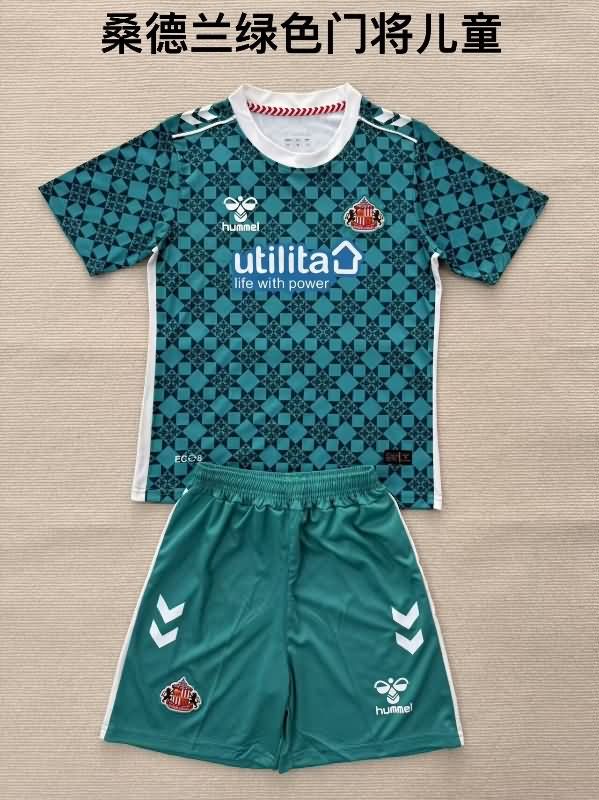 25/26 Sunderland Goalkeeper Green Kids Soccer Jersey And Shorts