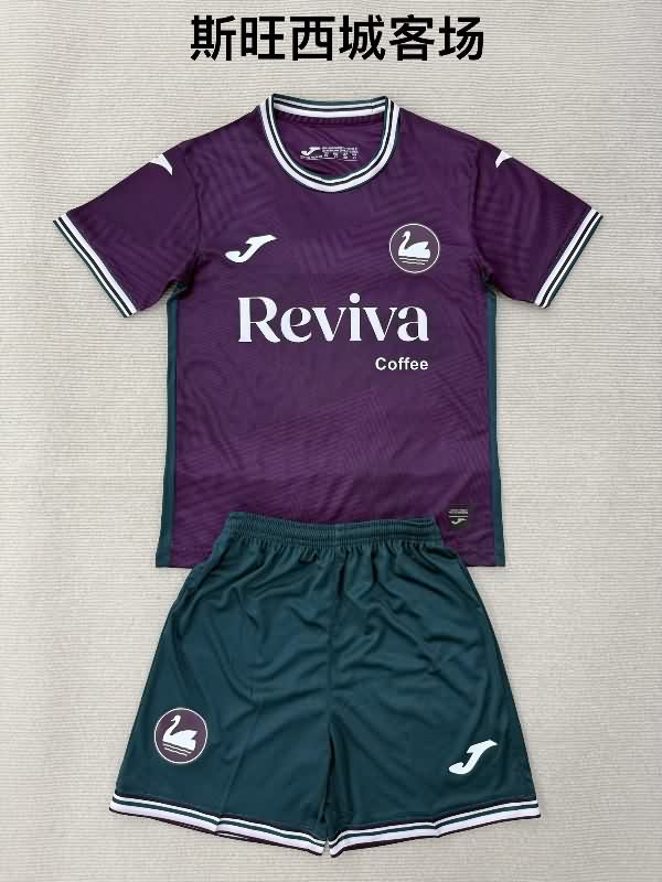 25/26 Swansea Away Kids Soccer Jersey And Shorts