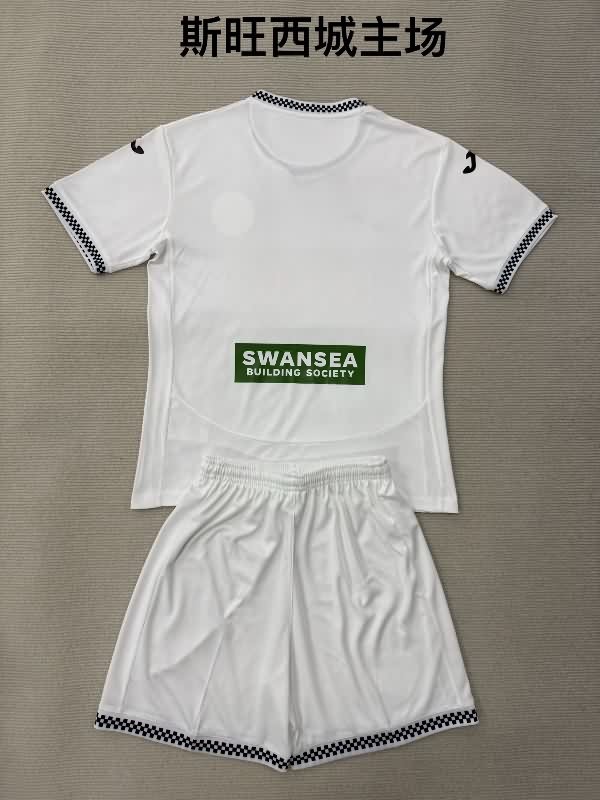 25/26 Swansea Home Kids Soccer Jersey And Shorts