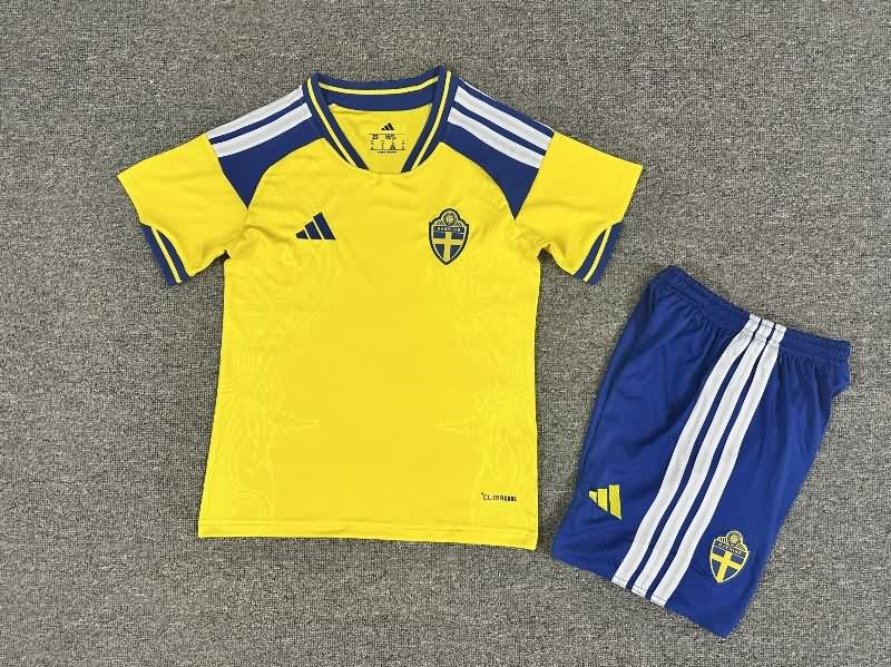 2026 Sweden Home Kids Soccer Jersey And Shorts 2026 Sweden Home Kids Soccer Jersey And Shorts
