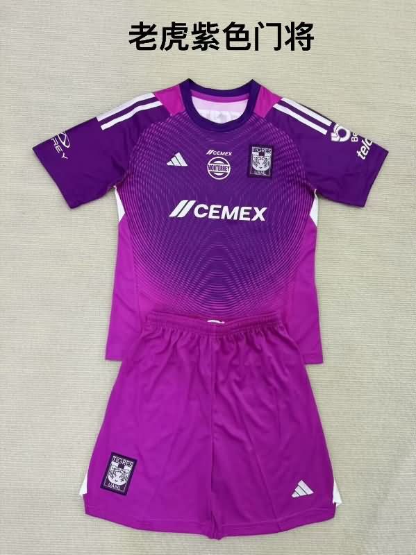 25/26 Tigres UANL Goalkeeper Purple Kids Soccer Jersey And Shorts