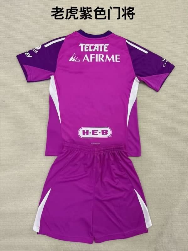 25/26 Tigres UANL Goalkeeper Purple Kids Soccer Jersey And Shorts