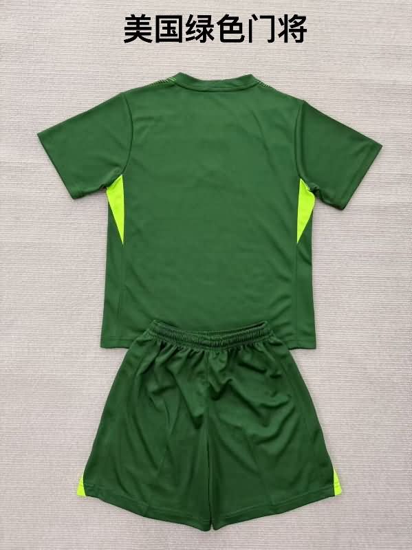 2025 USA Goalkeeper Green Kids Soccer Jersey And Shorts