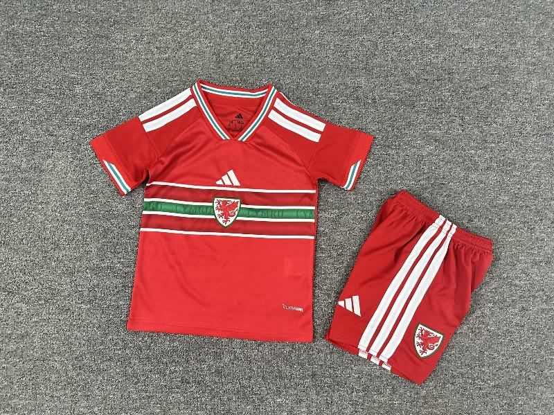 2026 Wales Home Kids Soccer Jersey And Shorts