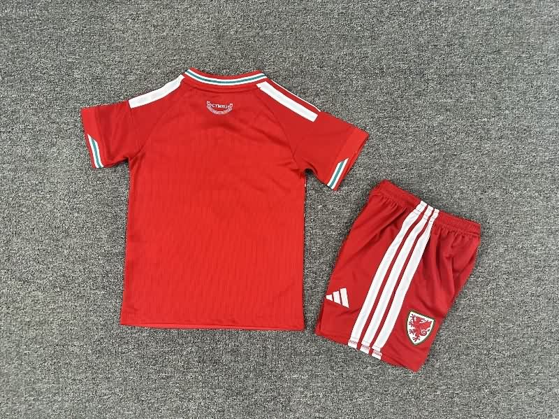 2026 Wales Home Kids Soccer Jersey And Shorts