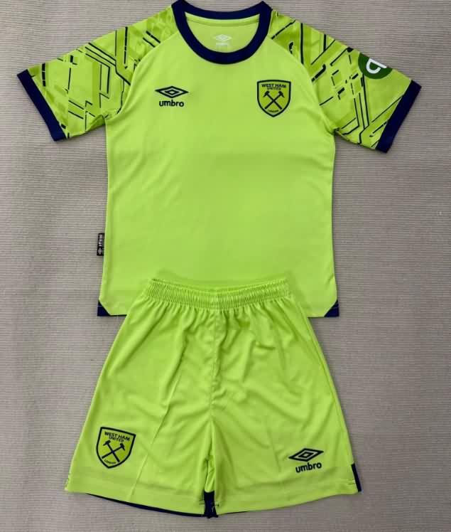 25/26 West Ham Goalkeeper Green Kids Soccer Jersey And Shorts