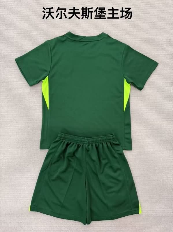 25/26 Wolfsburg Home Kids Soccer Jersey And Shorts