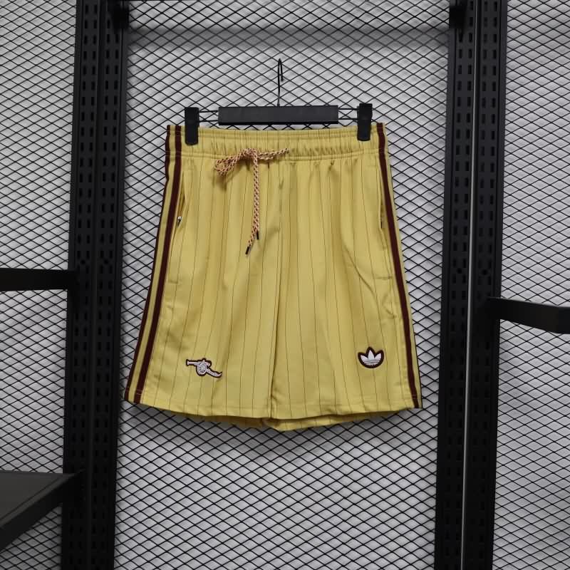 Thailand Quality(AAA) 25/26 Arsenal Yellow Soccer Shorts