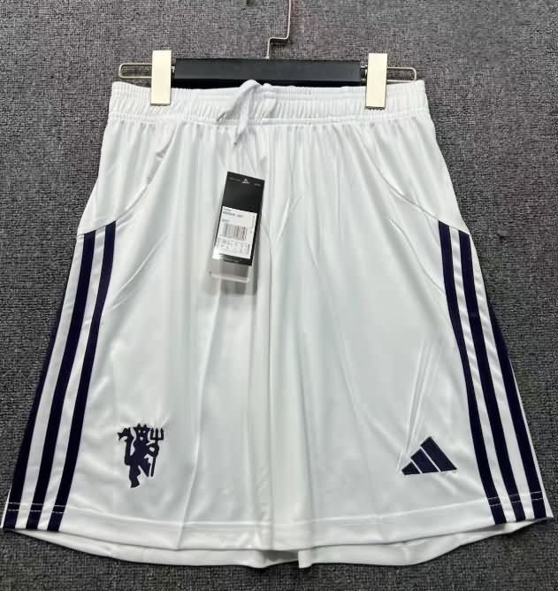 Thailand Quality(AAA) 25/26 Manchester United Away White Soccer Shorts