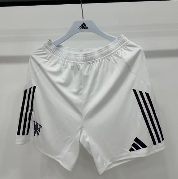 Thailand Quality(AAA) 25/26 Manchester United Away White Soccer Shorts (Player)
