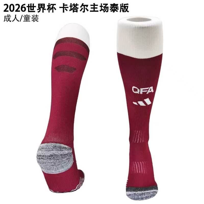 Thailand Quality(AAA) 2026 Qatar Home Soccer Socks
