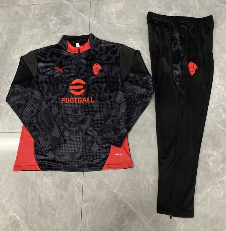 Thailand Quality(AAA) 25/26 AC Milan Black Soccer Tracksuit 02
