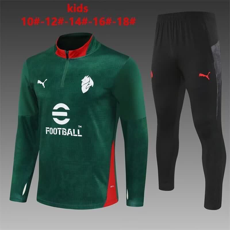Kids - Thailand Quality(AAA) 25/26 AC Milan Green Soccer Tracksuit