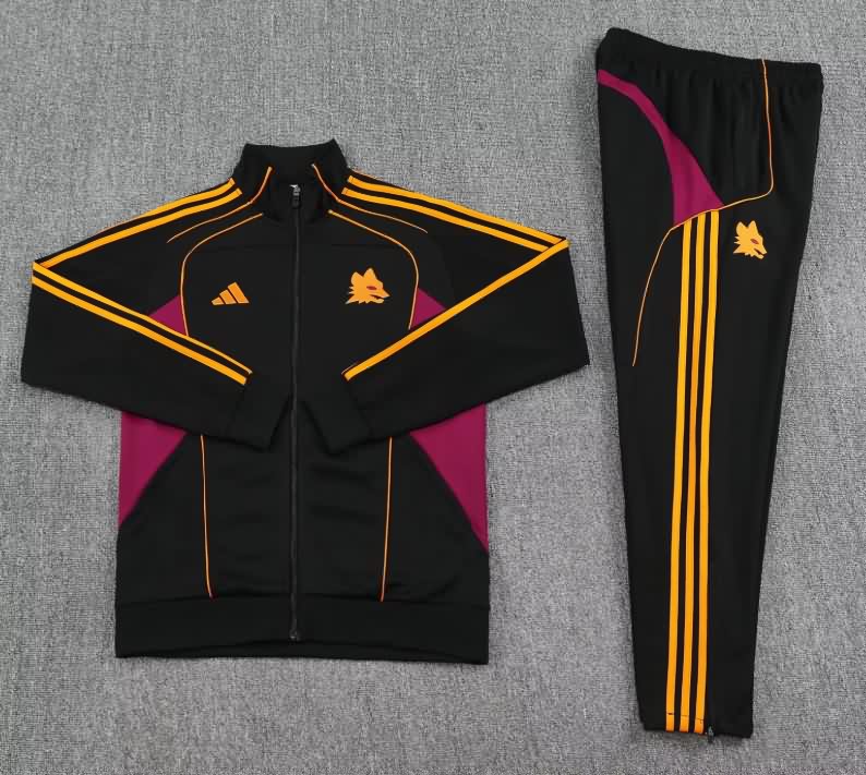 Thailand Quality(AAA) 25/26 AS Roma Black Soccer Tracksuit