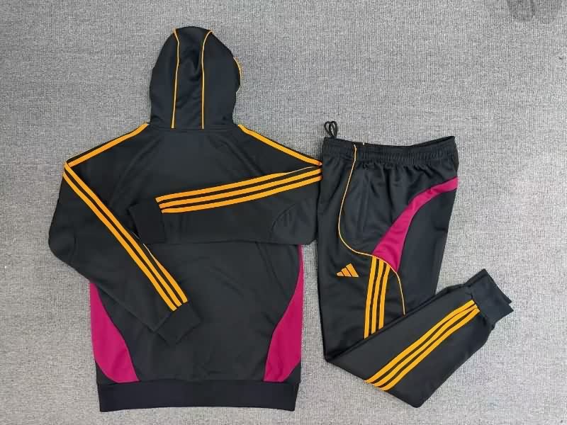 Thailand Quality(AAA) 25/26 AS Roma Black Soccer Tracksuit 02