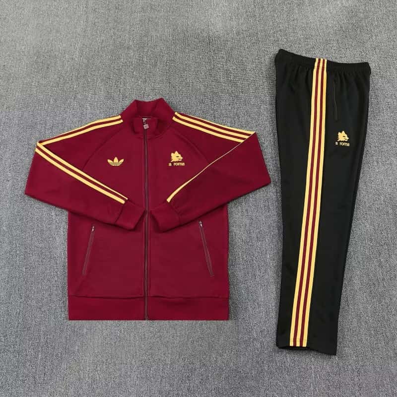 Thailand Quality(AAA) 25/26 AS Roma Red Soccer Tracksuit 02