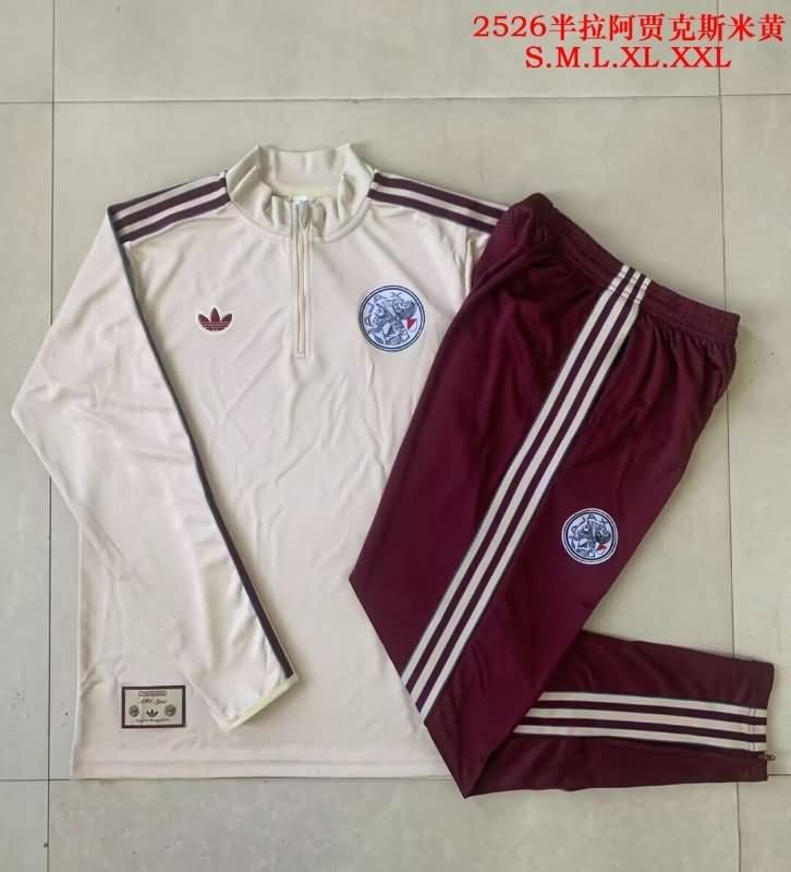 Thailand Quality(AAA) 25/26 Ajax Light Yellow Soccer Tracksuit